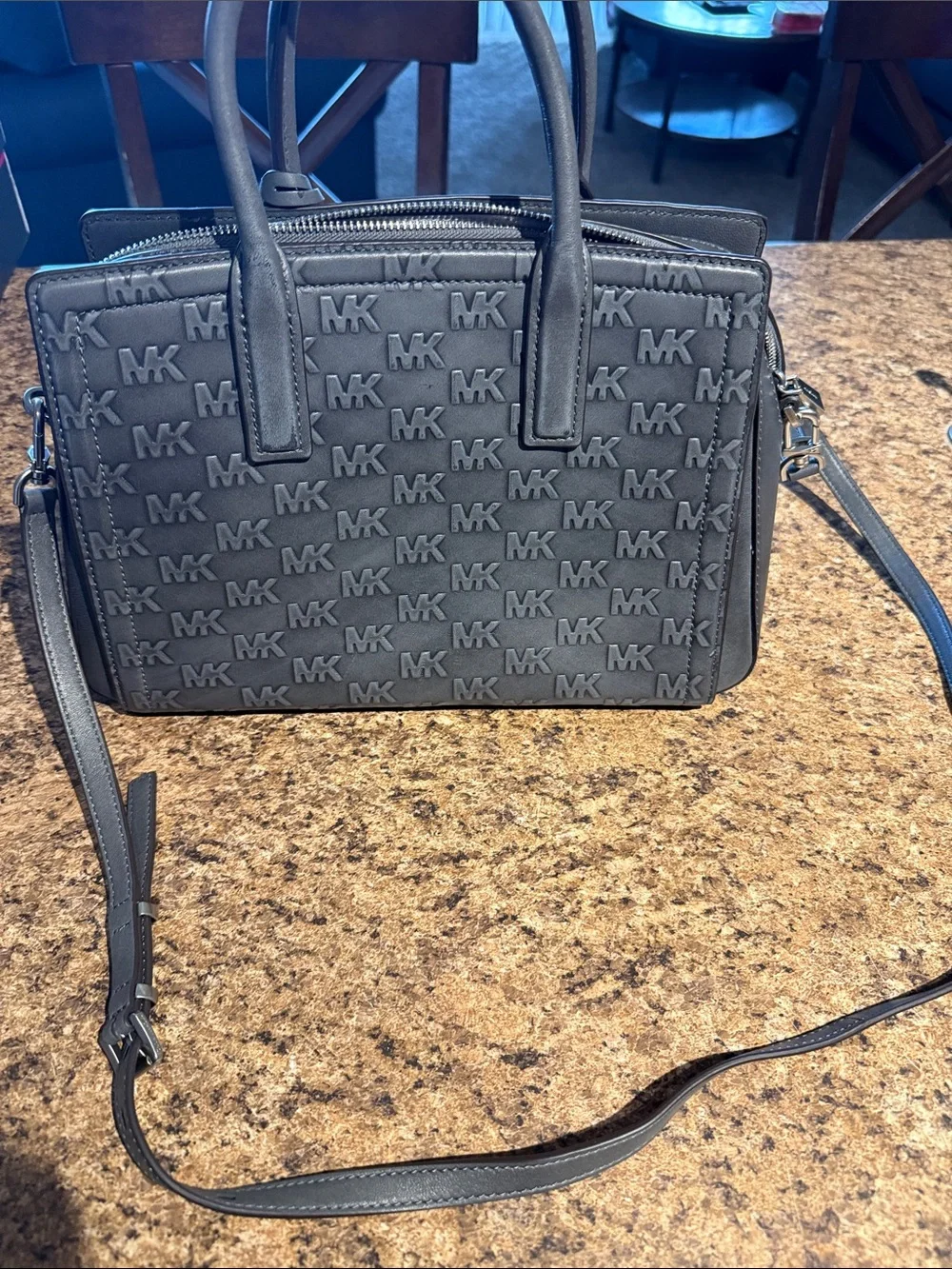 Michael Kors Dark grey MK Embossed Satchel
